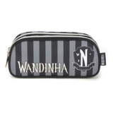 Estojo Infantil Escolar Duplo Wandinha Luxcel Cor Preto