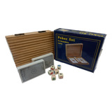 Estojo Kit Dados Baralho Em Estojo De Bambu Poker Set
