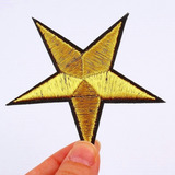 Estrela Dourada Bordada Patch Termocolante 10 Und 7.2x7.3cm