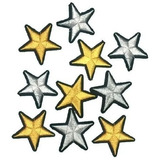 Estrela Dourada E Prata Bordada Patch Adesivo 10 Und 4x4cm