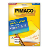 Etiqueta Pimaco 6285 Carta 1 Por Folha Inkjet laser Branca
