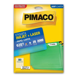 Etiqueta Pimaco 6287 Inkjet laser 80 Por Folha Carta