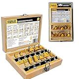 EVALD Jogo De Fresas Tupia Para Madeira Kit 12 Peças Haste 6 MM RC012BAL