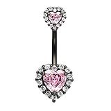 Excepro Piercing Fairyland Aço Inoxidável Cirúrgico 316l Pvc - Banhado A Ouro Amarelo Branco Arco-íris Forma De Coração Zircônia Cúbica Joias Corporais Brilhantes Anéis De Umbigo, Metal Pedra,