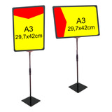 Expositor De Cartaz A3 Metiq Pedestal Regulável Moldura Cor Horizontal Preto