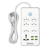 Extensão Régua Elétrica 7 Tomadas Com 4 Usb Bivolt 110v 220v Cor Branco 127v 220v Beijamin Filtro De Linha Regua De Energia