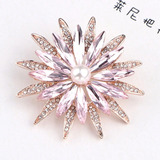 Exuberante Maxxi Broche Cristais Rosa Strass Perola 5 Cm