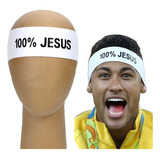 Faixa De Cabelo Unisex 5x22 100% Jesus Bandana Branca 1 Unid