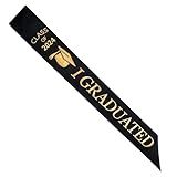 Faixa De Graduação GraduationMall Class Of 2020 Com Glitter Dourado Letra  I Graduated  Para Festa De Formatura  Preto  One Size