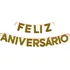 Faixa Decorativa Feliz Aniversário C/ Glitter Dourado 1,80m