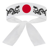 Faixa Japonesa Hachimaki Para Sushiman Ryuu Dragão   Branco