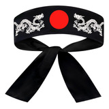Faixa Japonesa Hachimaki Sushiman Ryuu Dragão Bandana Preto