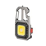 Famure Lanterna Cob Pequena, Mini Luz Bolso | Chaveiro Recarregável 500 Lúmens, Chave Fenda, Abridor Garrafa, Chave Inglesa, Martelo Janela