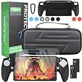 FantasDeck Estojo Rígido Para Controle Remoto Do Playstation Portal  Kit De Bolsa De Transporte Com Capa Protetora De Silicone Macio  Protetor De Tela  Tampas De Aderência Para Polegar