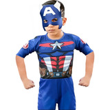 Fantasia Capitao America Com Mascara Infantil Super Heroi
