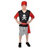 Fantasia De Pirata Infantil Roupa De Pirata Jack Camiseta Bermuda Faixa E Bandana (p 2/3 Anos)