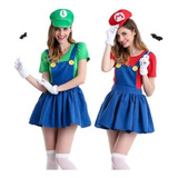 Fantasia Feminina Infantil Super Mario Bros Mario / Luigi 