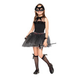 Fantasia Halloween Barata Meninas Gatinha Preta Kit 3 Peças