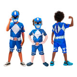 Fantasia Infantil Ranger Power Azul + Mascara - Promoção
