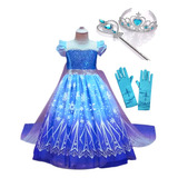 Fantasia Infantil Vestido Azul Princesa Gelo P/ Aniversários