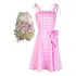 Fantasia Infantil Vestido Da Barbie Rosa + Peruca Loira
