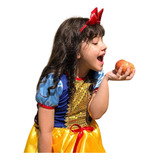 Fantasia Infantil Vestido Da Branca De Neve Linda Festa Luxo