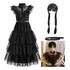 Fantasia Infantil Wandinha Vestido Família Addams + Peruca