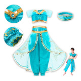 Fantasia Jasmine Vestido Menina Luxo Disney Princesa Coroa