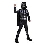 Fantasia Oficial De Halloween Juvenil Star Wars Darth Vader - Macacão Acolchoado De Qualidade Premium Com Máscara De Plástico E Capa Removível, Multi, Medium