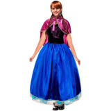 Fantasia Princesa Anna Adulta Frozen Cosplay De Luxo C/ Capa