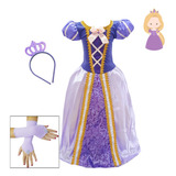 Fantasia Rapunzel Enrolados Vestido Sofia Luva Coroa Oferta