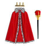Fantasia Rei Infantil Kit C Capa Rei Bastão Rei Coroa Rei