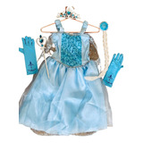 Fantasia Vestido Infantil Elsa Frozen C/ Capa E Acessórios