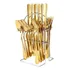 Faqueiro Inox Dourado Inglaterra Luxo Premium Mesa Posta 25p