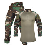 Farda Completa Militar Wood Combat Shirt  calça 6 Bolsos