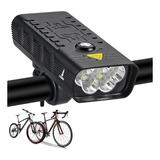 Farol Bike 5 Led T6 Alumínio Power Bank 10 000mah Usb Lorben Cor Preto