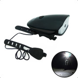 Farol De Bike Com Buzina E Lanterna De Sinalizaçao Led Usb Cor Preto