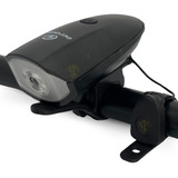 Farol Para Bicicleta Led Com Buzina Bike Recarregavel Usb Cor Preto