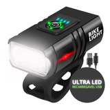 Farol Para Bicicleta Luz Led A Prova D agua Usb Recarregavel