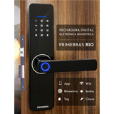 Fechadura Digital Inteligente Primebras Rio Wi fi Integrado Cor Preto Fechadura Digital Biométrica