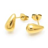 Fedsolife Brincos Luxuosos Em Formato De Gota Dourada - Design Elegante De Alto Brilho, Adequado Para Diversas Ocasiões (l(31×17mm), Ouro)
