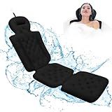 FEIAE Travesseiro De Banho De Corpo Inteiro Para Banheira  Travesseiros De Banho Para Banheira Com Ventosas Antiderrapantes Potentes E Saco De Lavanderia De Malha  Travesseiro De B  Preto  Preto 