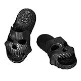 Feionusin Chinelos De Almofada única De Verão Com Design De Caveira  2023 Novos Chinelos De Travesseiro De EVA Em Forma De Crânio Para Mulheres E Homens  Sandálias De Banheiro Modernas Antiderrapantes Grossas De Secagem Rápida  Preto  37 39 BR