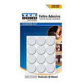 Feltro Adesivo Tek Bond Redondo Branco 20mm Com 24 Unidades