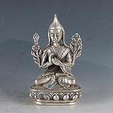 Fengwxinw Escultura De Figuras De Porcelana Antiga Prata Estátua De Buda Tibetano Decoração