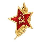 Ficsowy Broche Vintage Soviético Cccp Red Star Sickle Hammer Símbolo Emblema Lapela Broche Para Homens E Mulheres, Zinco, Sem Pedras Preciosas