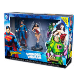 Figura Dc Comics Box Superman Mulher Maravilha Lex Luthor