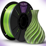 Filamento Pla Duo Color Prata E Verde Neon V-silk 1kg V3d