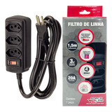 Filtro De Linha 3 Tomadas 1 5m 20a Preto Force Line