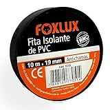 Fita Isolante Foxlux – Pvc Antichamas – 10m X 19mm – Espessura: 0,15mm – Alta Elasticidade – Isola Fios Com Tensão Até 600v – Preta